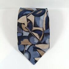 Missoni Cravatte Necktie 100% Silk Blue Brown Geometric Pattern Vintage 56"