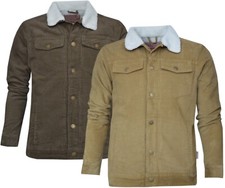 Sherpa Lined Corduroy Jacket Metal Snap Button Up Plain Ex Store with 4 Pockets