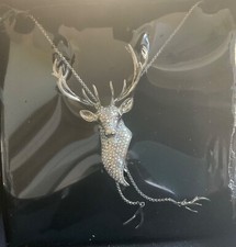 Butler and Wilson Stag crystal necklace silver tone sealed in original box
