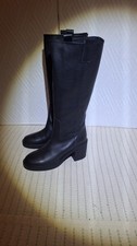 Womens Knee High Heeled Boots, Black, Size 41.