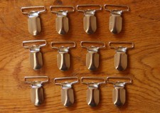 12 Silver Metal Braces Sock Suspenders Garter Belt Hold Stay Clasp Clamps 39mm