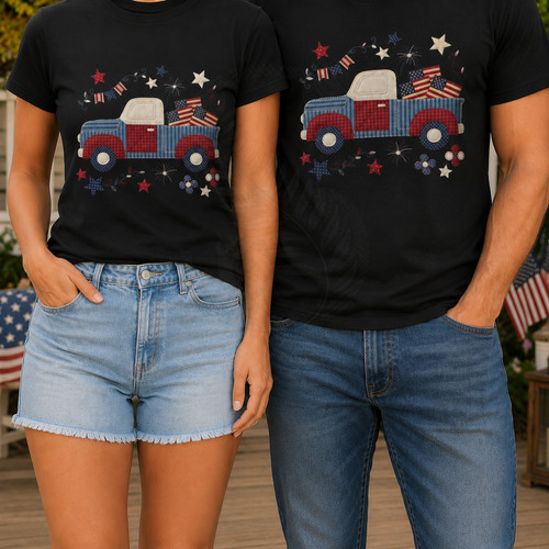 Patriotic vintage pickup - vintage, truck