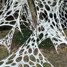White Spider Web fabric Halloween Decoration Stretchy Craft Cobweb Party 15mt