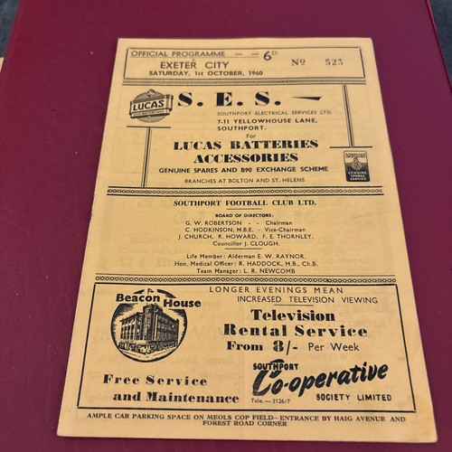 Southport exeter city - southport, 1960