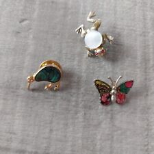 Small Joblot Of Animal Brooches Frog Bird Butterfly Bundle