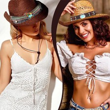 Boho Beaded Braid Hat Band for