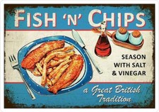 RETRO PRINT METAL FISH & CHIPS