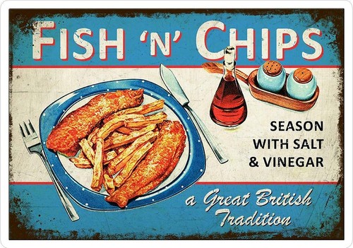Retro print metal fish - metal, chips
