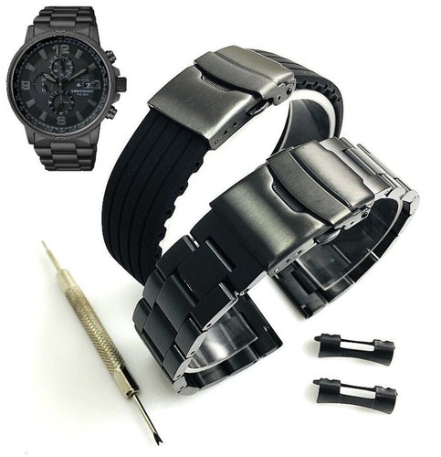 Steel silicone black watch - &,