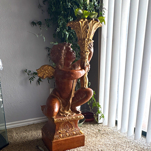 Cherub angel terracotta statue - angel,