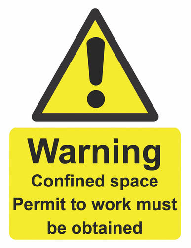 Warning confined space permit - warning,