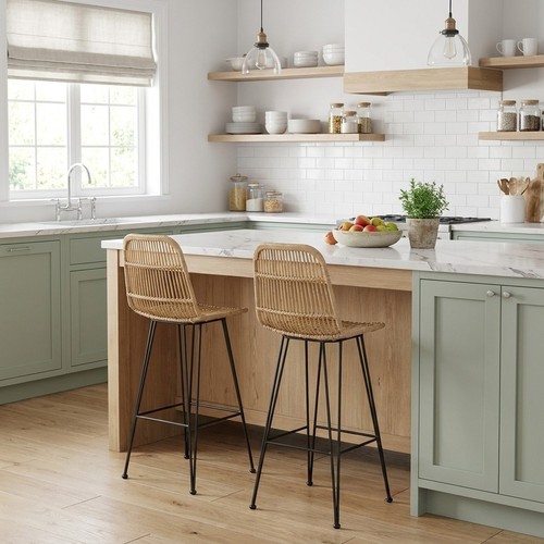 Bar stools set natural - of, 2