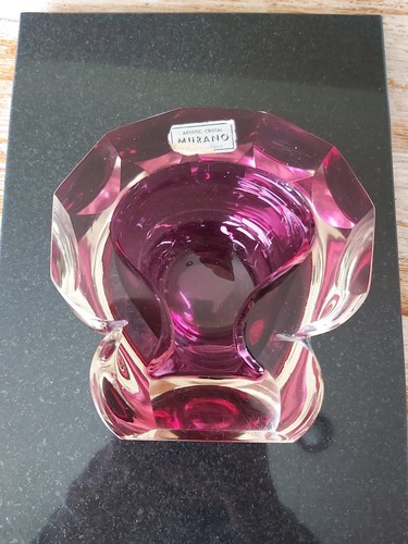 Murano faceted glass ashtray