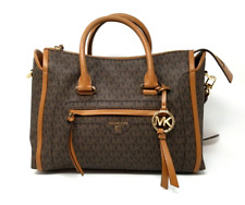 MICHAEL KORS Signature Carine Medium Satchel Brown Shoulder Handbag - USA IMPORT