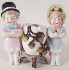 Antique Victorian Porcelain Girl & Boy with Egg German Fairing Figure (54)
