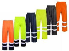 HI VIS OVER TROUSERS ELASTICATED WAISTBAND MENS HI VISIBILITY SAFETY RAIN PANTS