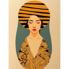 Retro Woman Mid Century Yellow