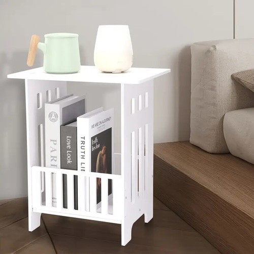 Small white bedside table - white,