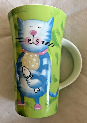 Tall green mug - tall, cat