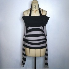 Y2K grunge stripe off-shoulder