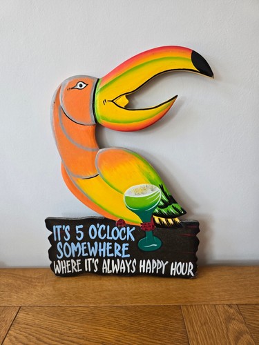 Toucan happy hour wooden wall - toucan,