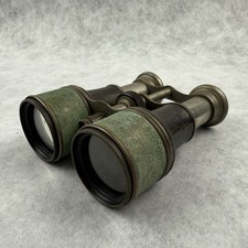 Vintage Field Glasses Binoculars with Green and Leather Covering