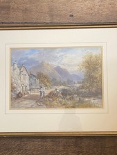 James Burrell Smith 1894 Watercolour “Cottages by a River” Signed
