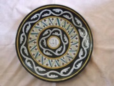 MID 20TH CENTURY MIDDLE EASTERN ISLAMIC HAND PAINTED TERRACOTTA PLATE . M2694