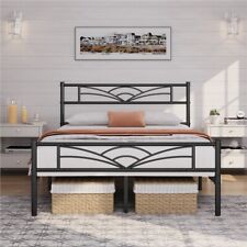 4ft6/5ft Bed Frames Metal Home Bedroom Furniture with Metal Bed Slat Black/White