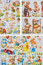 Vintage Retro Style Paper Scraps Children Boys Girls Die Cut Decoupage Paper