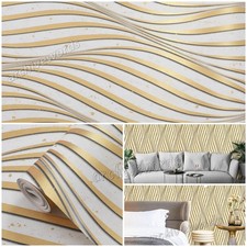 6X Plain Grey Stripe Texture Wallpaper Living Room Non-Woven Paste the Wall Roll