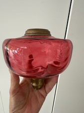 antique cranberry swirl oil lamp font