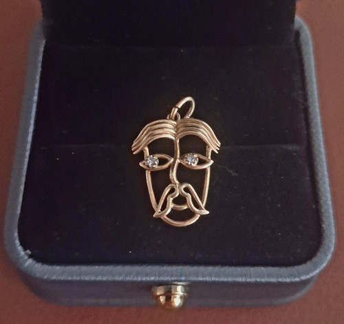 Vintage 14k gold face charm - vintage,