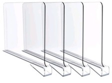 Jucoan 4 Clear Acrylic Dividers Storage Shelves Wardrobe Organizer Home Deco