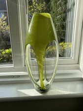Murano Sommerso Green Glass Vase V. Nason Style Mid-Century Italian Art Glass