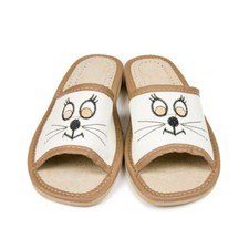 Womens Ladies Leather Slippers