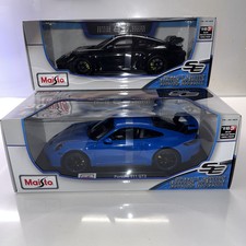 2-Pack Porsche 911 GT3 Black & Blue Maisto 1:18 Scale Diecast Model Cars Combo