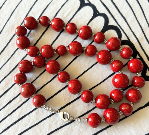 Kazuri ceramic red bead - ceramic,