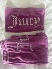 Juicy Couture Women's Size XS/UK 6 Pink Velour Tracksuit Bottoms & Top