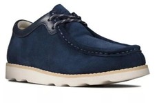 Clarks Boys Crown Wall K Navy Suede Shoes Size UK 1 G