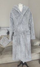 Womens’ Light Grey Fleece Dressing Gown From M&S. Size Large.
