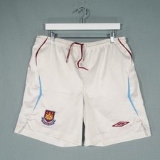 West Ham United Football Shorts Mens Large White Red Blue Umbro Claret Hammers