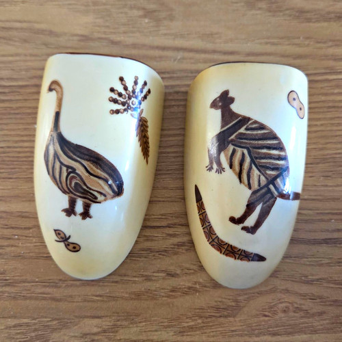 Pair aboriginal ceramic wall - pair,