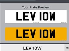 LEV 10W Personalised Number Plate LV Levi IOW