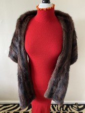 Mink Brown Fur Stole Wrap Vtg