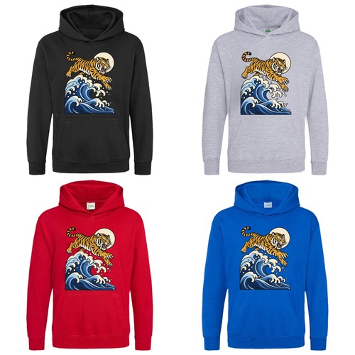 Tiger and wave hoodie - wave,
