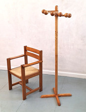 Vintage Scandinavian pine coat rack stand