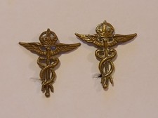 Pair Pre-WW2 & WW2 Royal Air Force RAF Medical Branch Collar Badges RCAF RNZAF