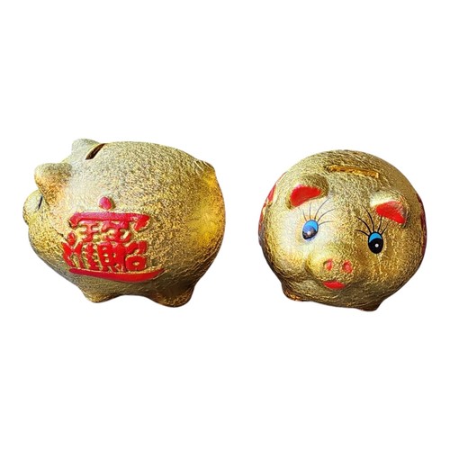 Gold chinese happiness pig - happiness,