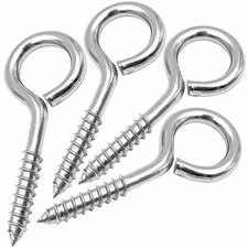 10 x HEAVY DUTY STAINLESS STEEL SCREW IN EYE HOOKS MARINE 20mm - 150mm BOAT EYES